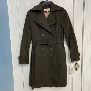 New Calvin Klein Water Repellent Brown Button Down Belted Trench Coat Women’s S